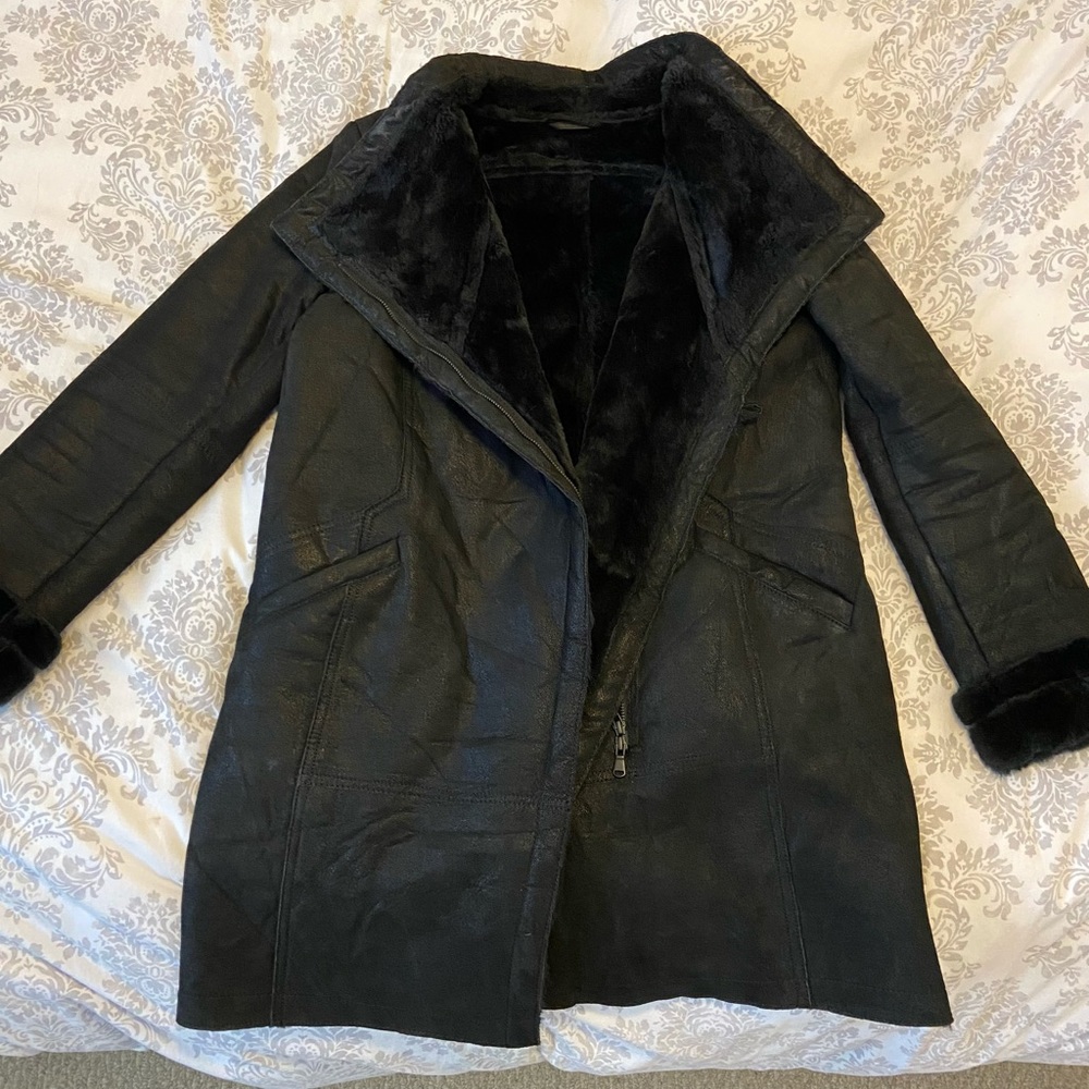 DANIER leather, brushed suede Sherpa style jacket